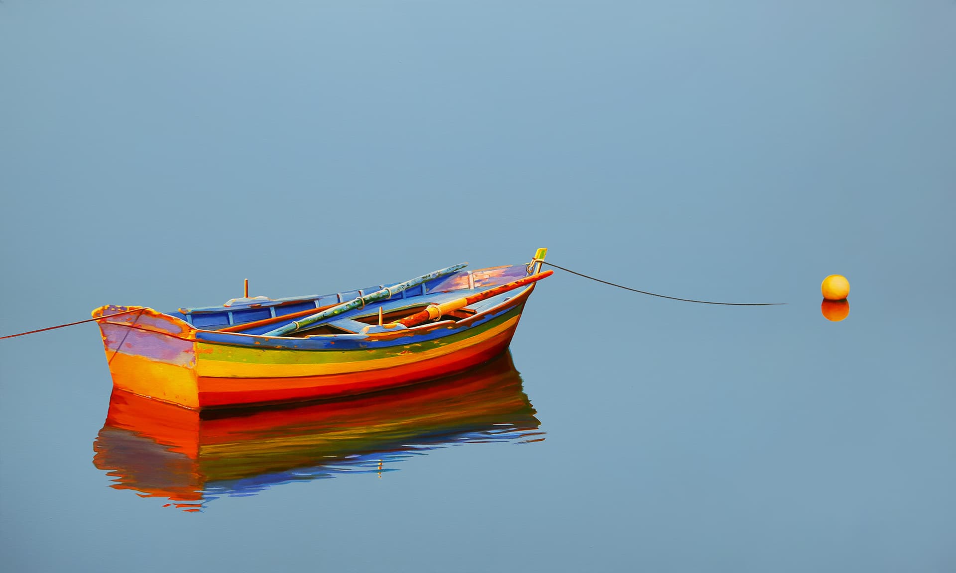 skiff with stripes