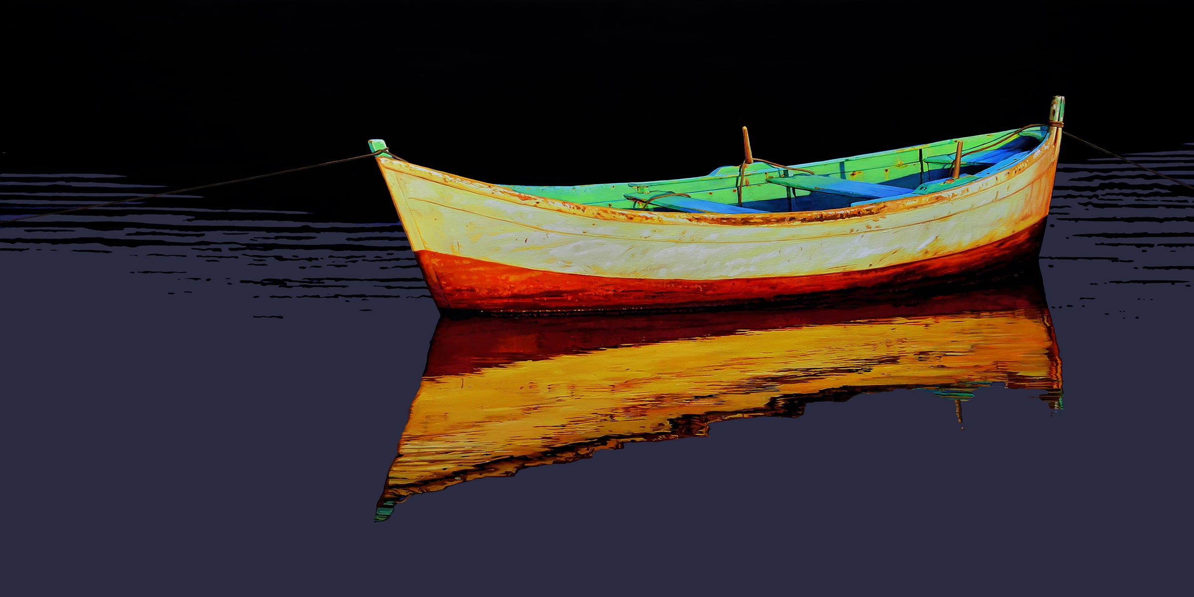 three color bright boat